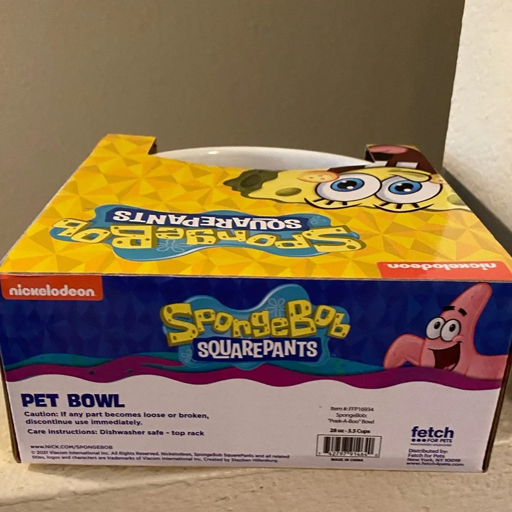 SpongeBob SquarePants Pet Bowl. Nickelodeon. NWT. Ceramic.
